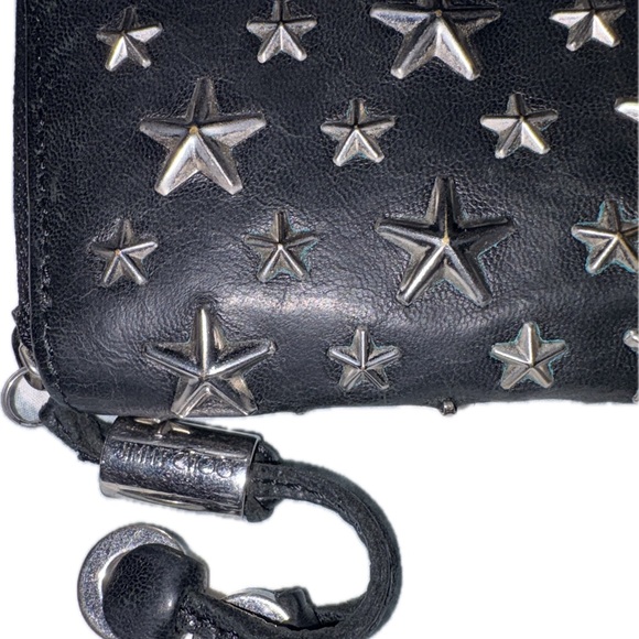 Jimmy Choo Filipa Black Wallet with Silver Star Studs - Picture 4 of 12